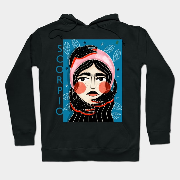 SCORPIO GIRL Hoodie by NICHOLACOWDERYILLUSTRATIONS 